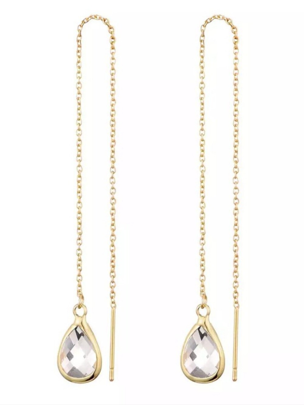 ADORNIA Gold Clear Crystal Threader Earrings